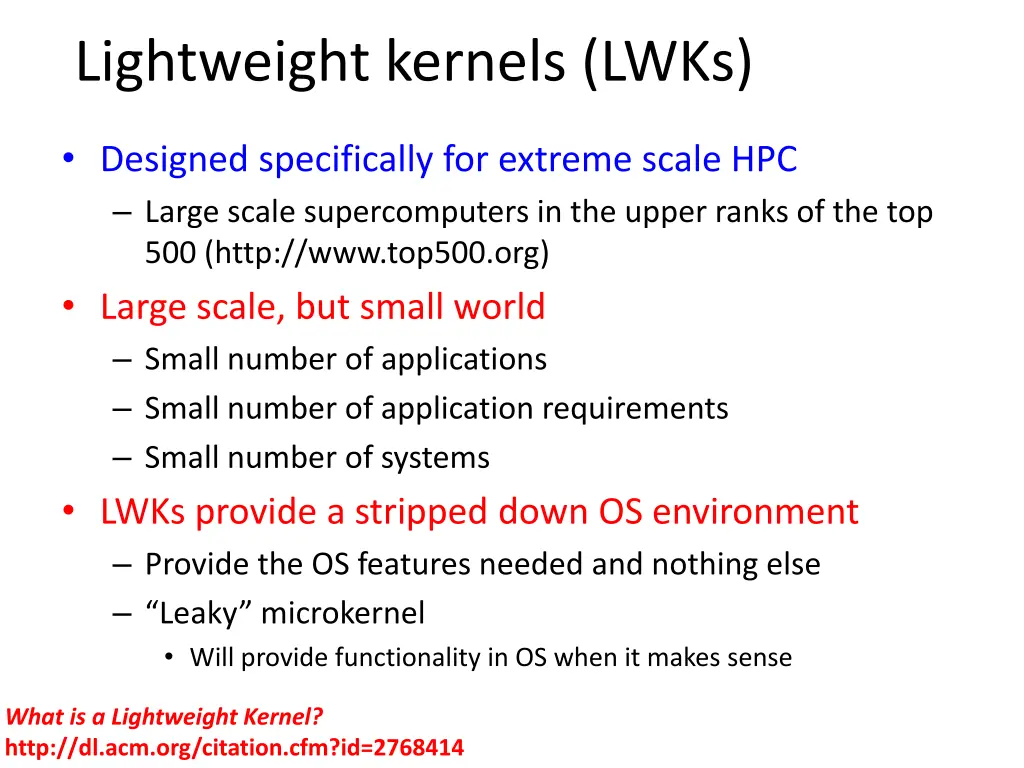 lightweight kernels lwks