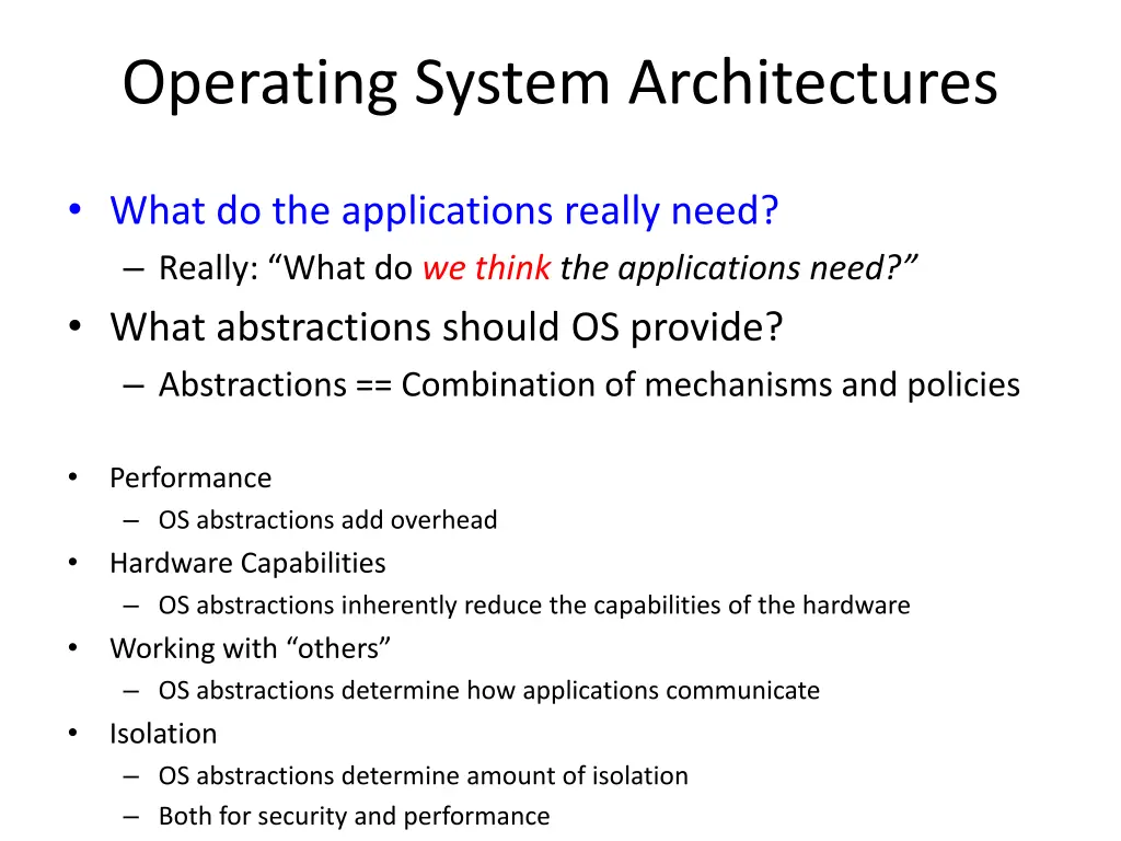 operating system architectures