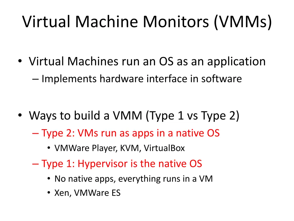 virtual machine monitors vmms