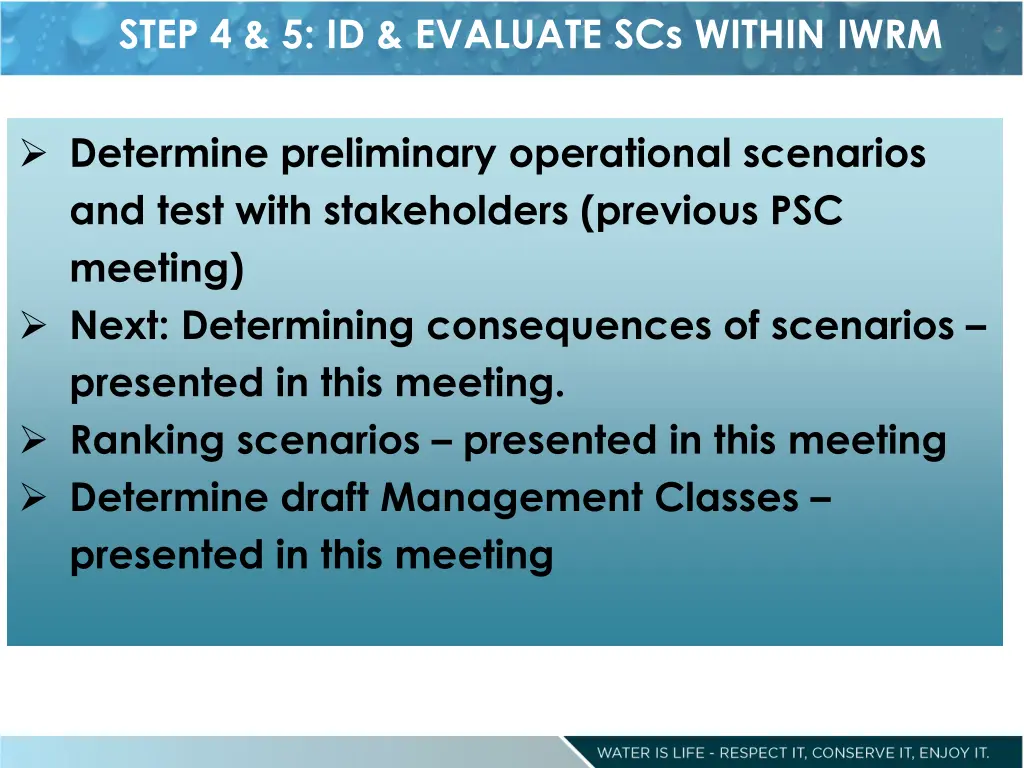 step 4 5 id evaluate scs within iwrm