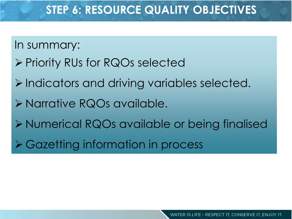 step 6 resource quality objectives 1