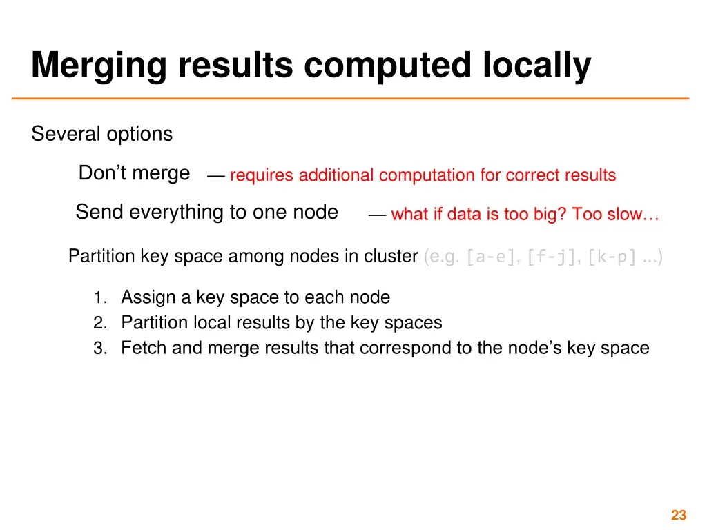 merging results computed locally