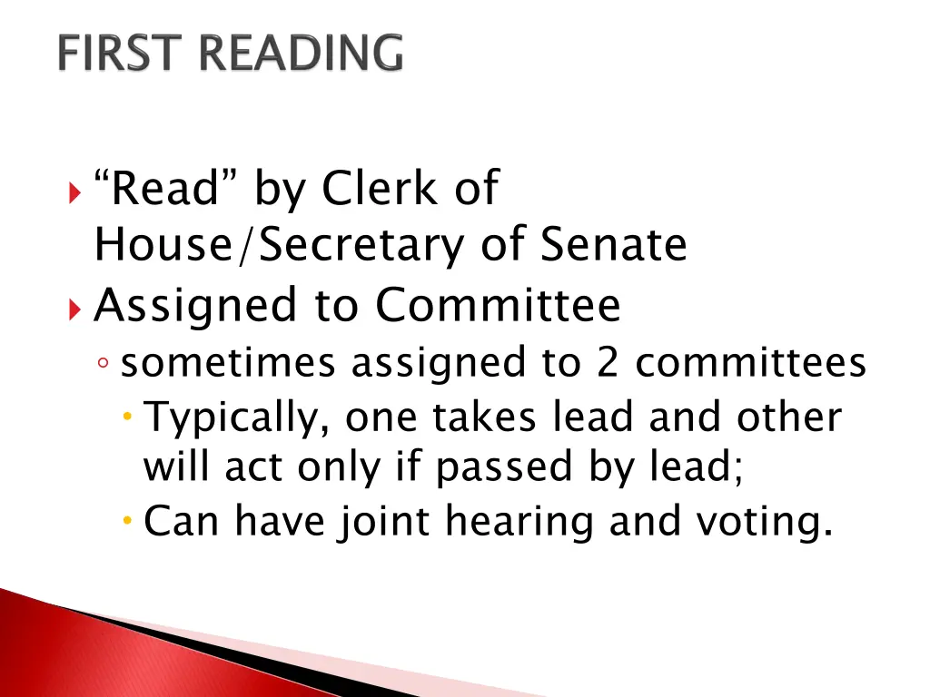 read by clerk of house secretary of senate