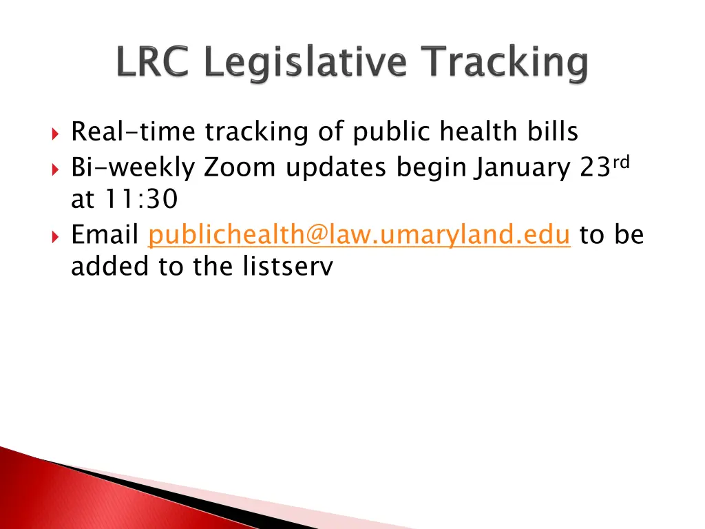 real time tracking of public health bills