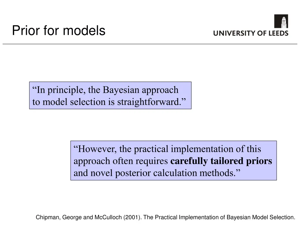 prior for models 1