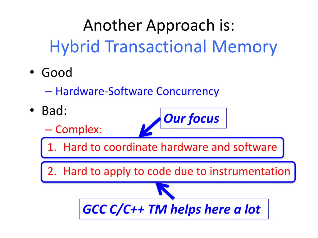another approach is hybrid transactional memory 1
