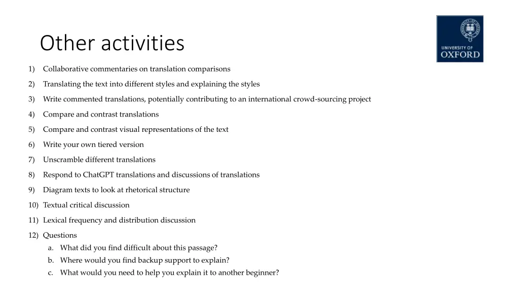 other activities