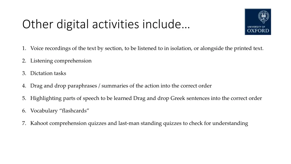 other digital activities include