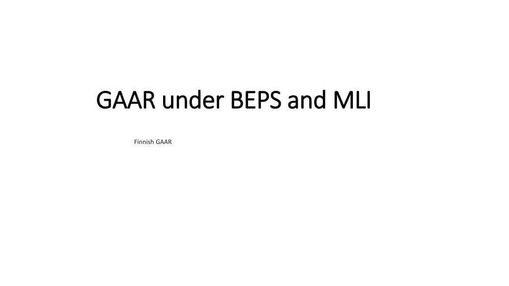 gaar under beps and mli gaar under beps and mli