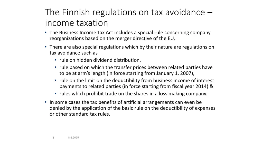 the finnish regulations on tax avoidance income 1