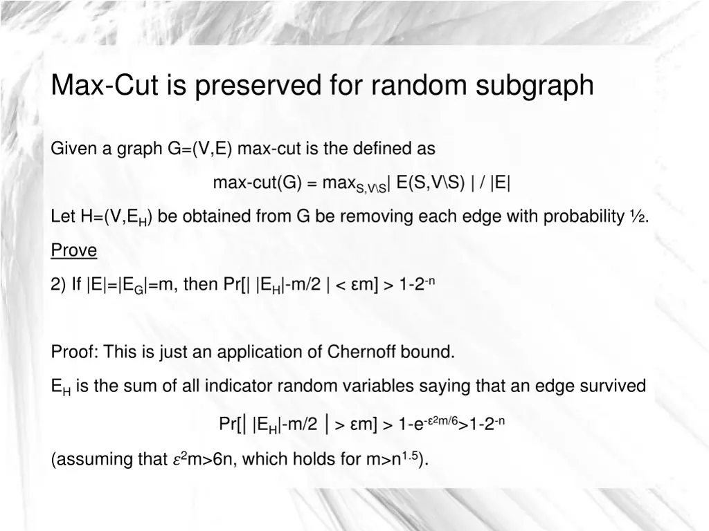 max cut is preserved for random subgraph 3
