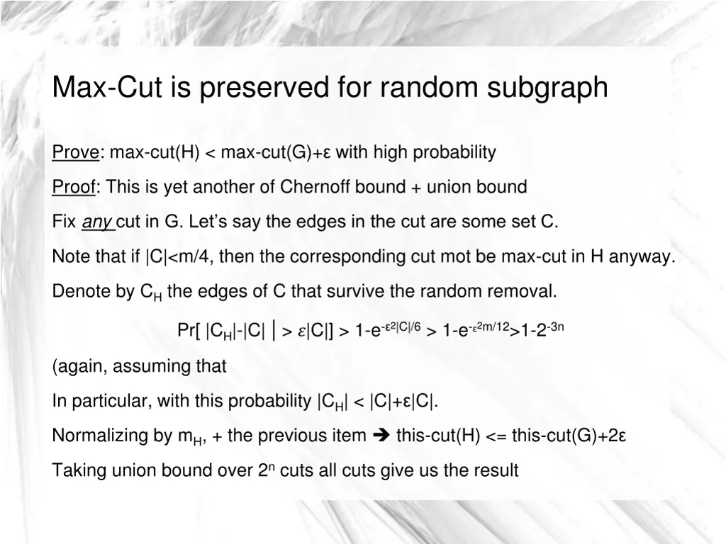 max cut is preserved for random subgraph 5