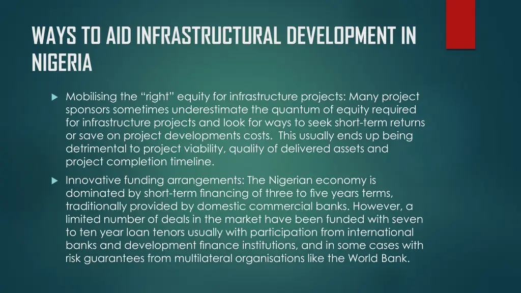 ways to aid infrastructural development in nigeria 1