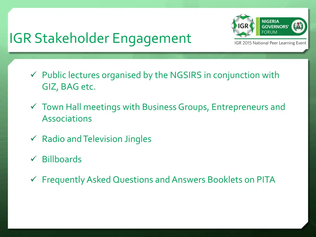 igr stakeholder engagement