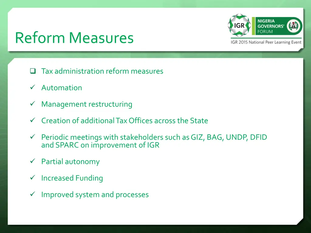reform measures