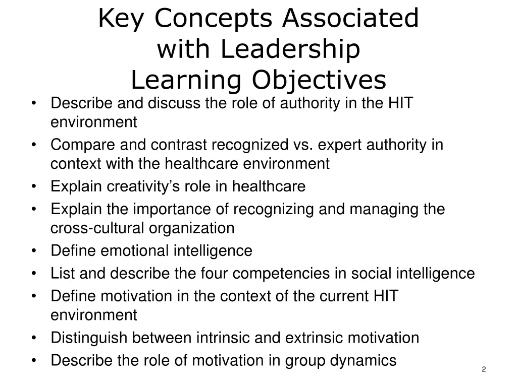 key concepts associated with leadership learning