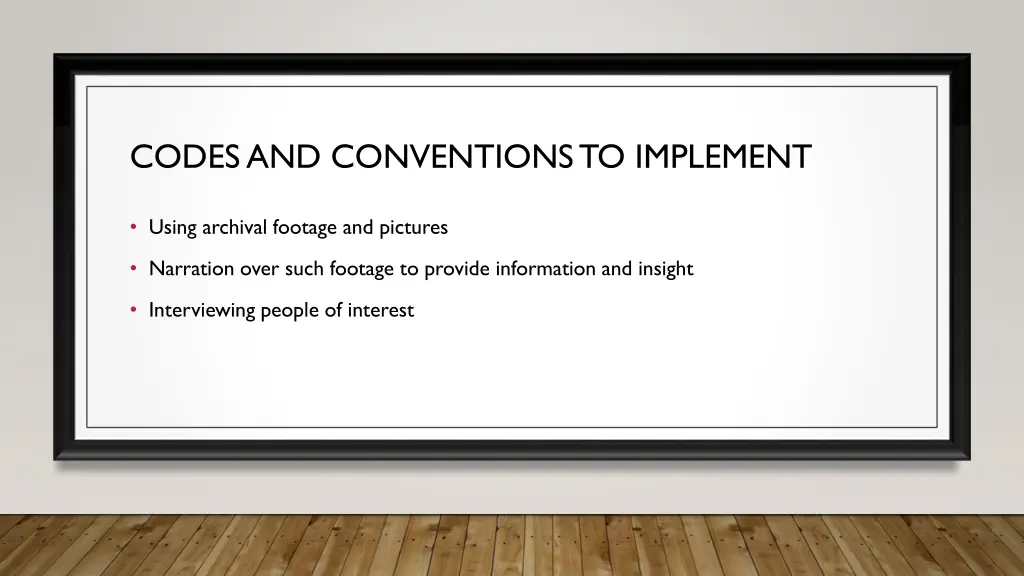 codes and conventions to implement