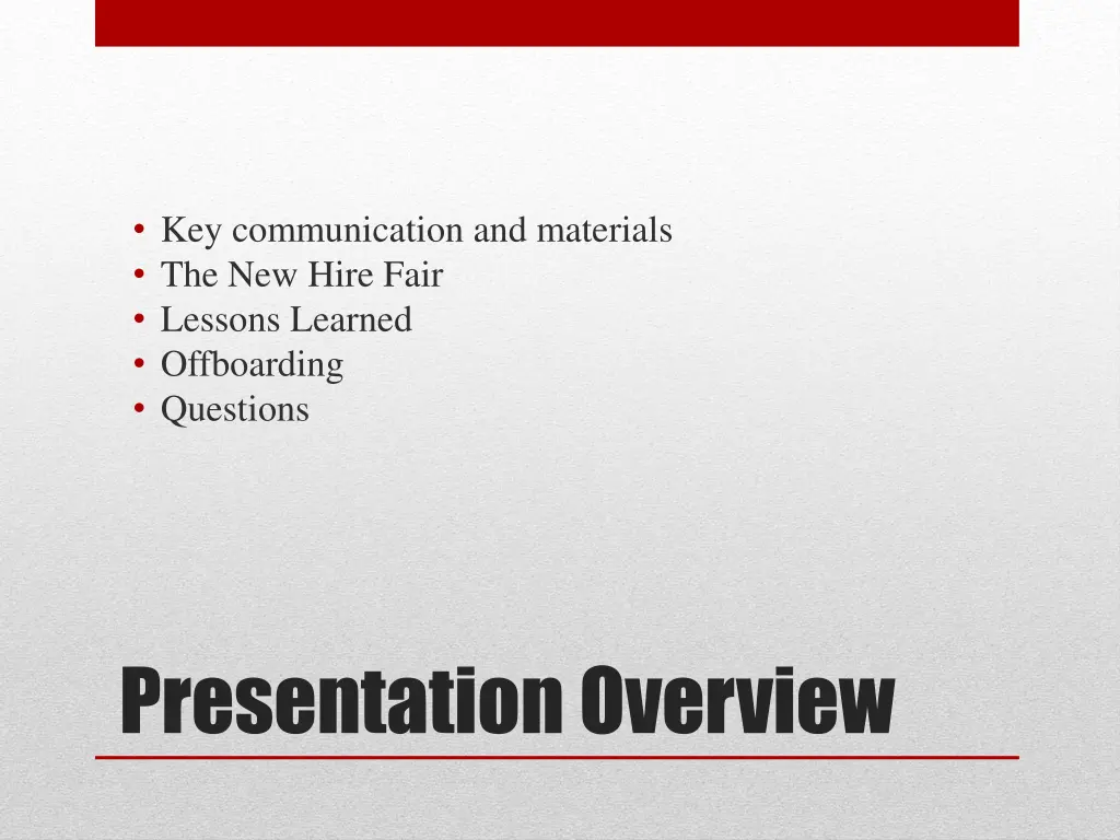 key communication and materials the new hire fair