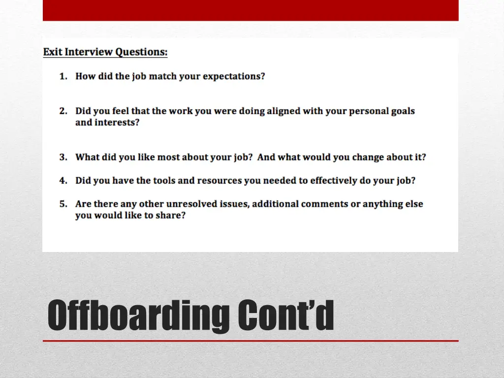 offboarding cont d