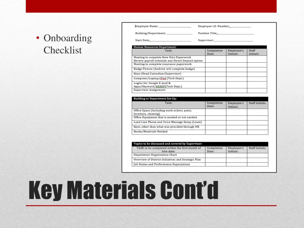 onboarding checklist