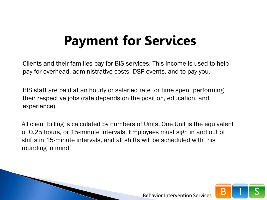 payment for services