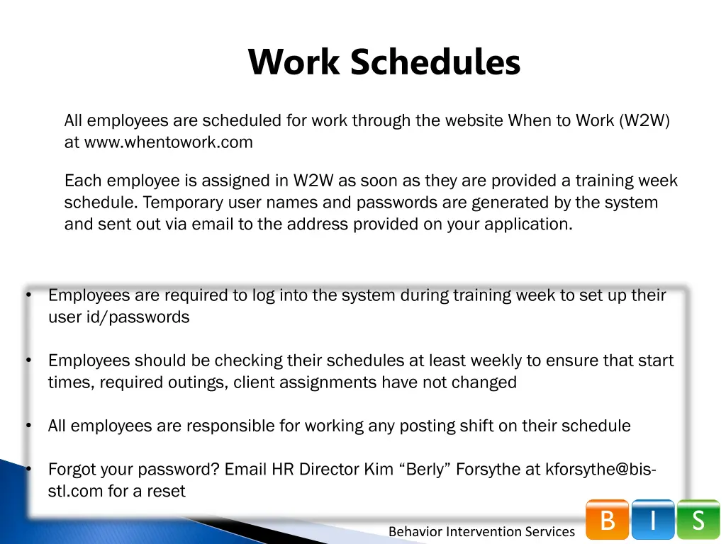 work schedules