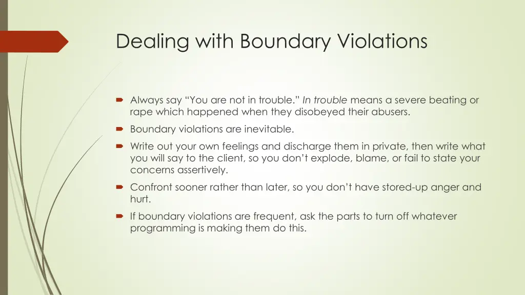 dealing with boundary violations