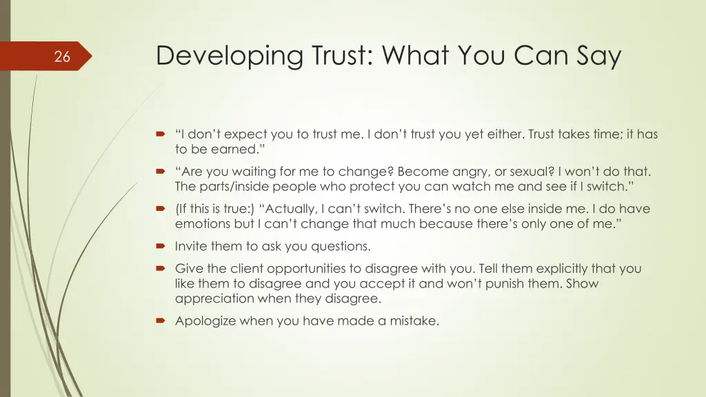 developing trust what you can say