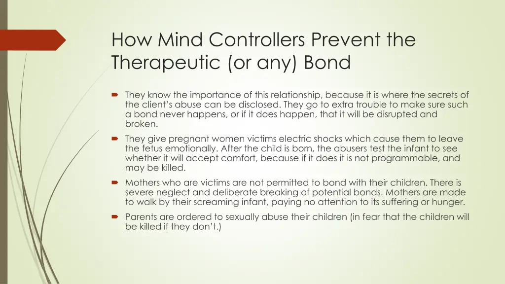 how mind controllers prevent the therapeutic