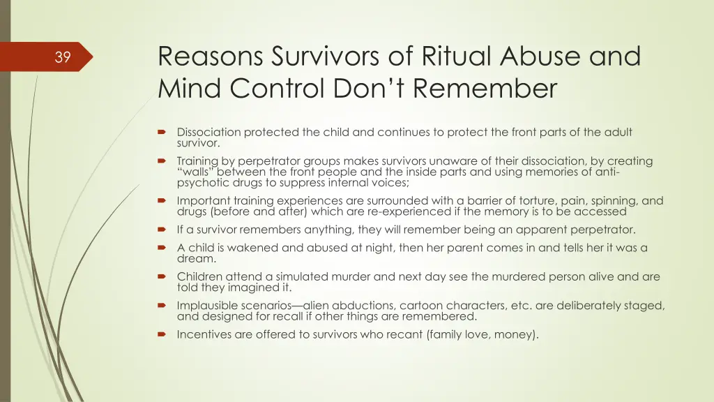 reasons survivors of ritual abuse and mind