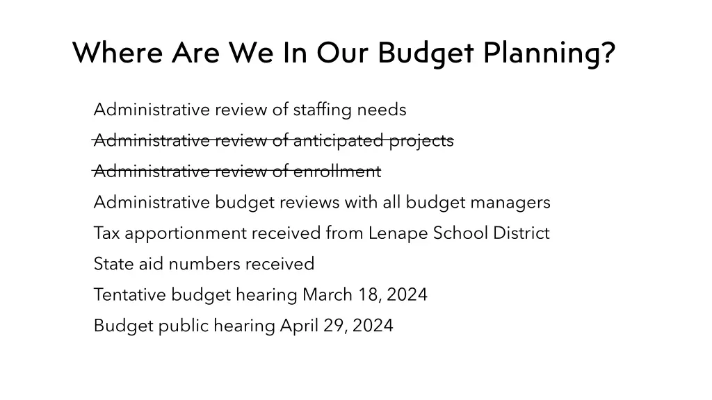 where are we in our budget planning
