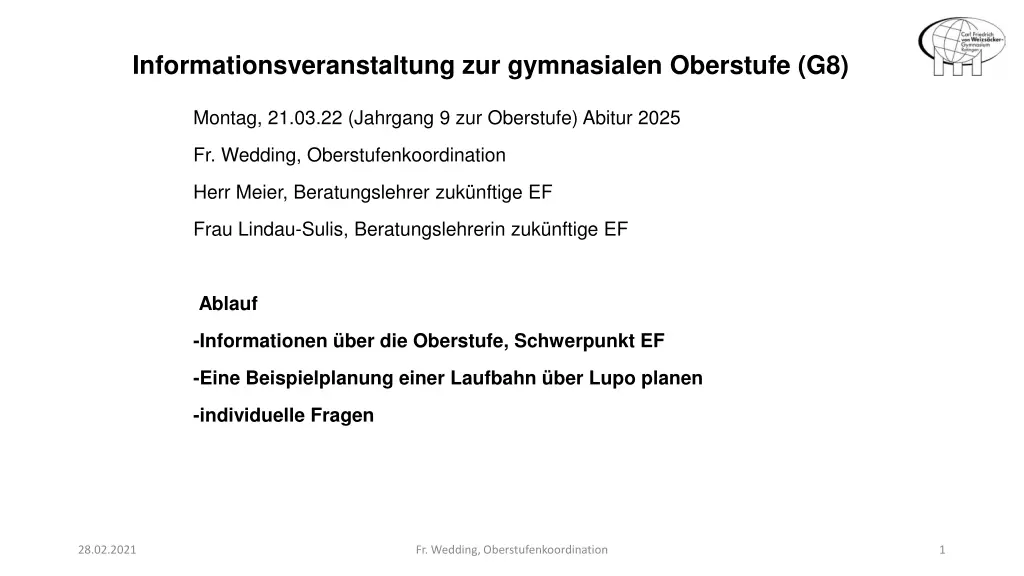 informationsveranstaltung zur gymnasialen