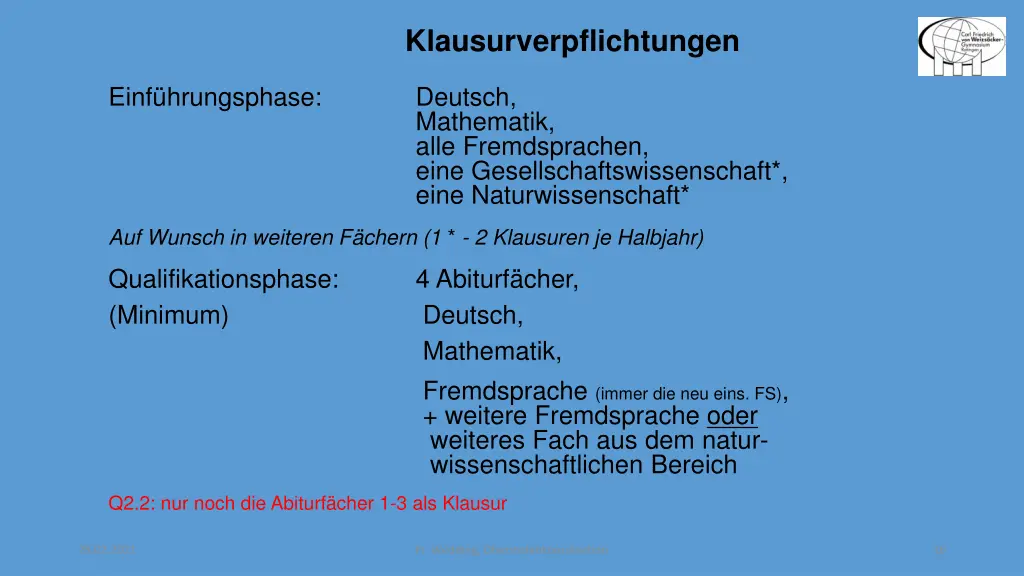 klausurverpflichtungen