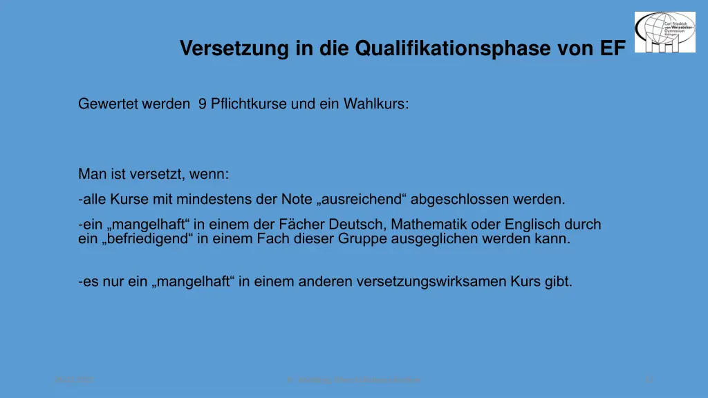 versetzung in die qualifikationsphase von ef