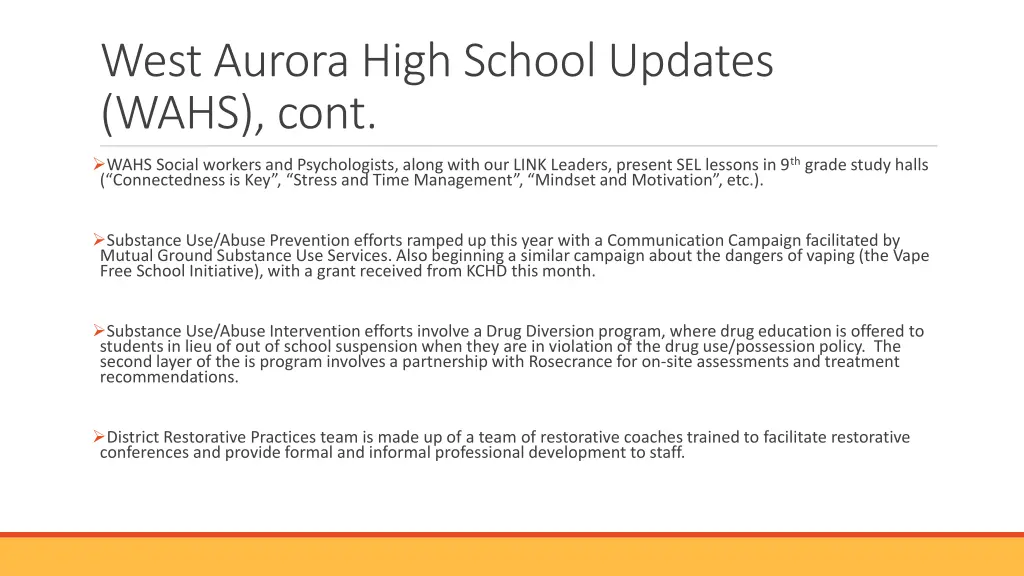 west aurora high school updates wahs cont