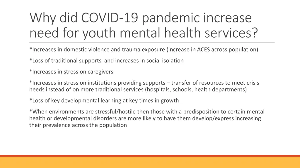 why did covid 19 pandemic increase need for youth