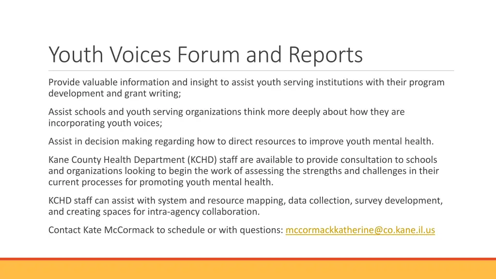 youth voices forum and reports