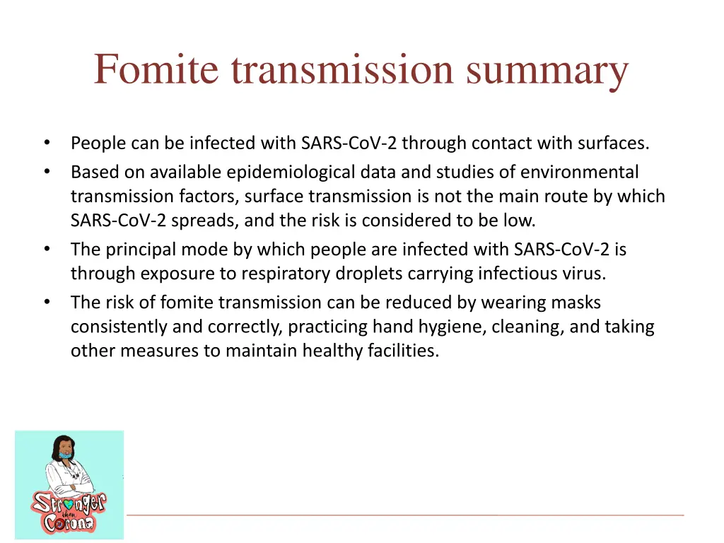 fomite transmission summary
