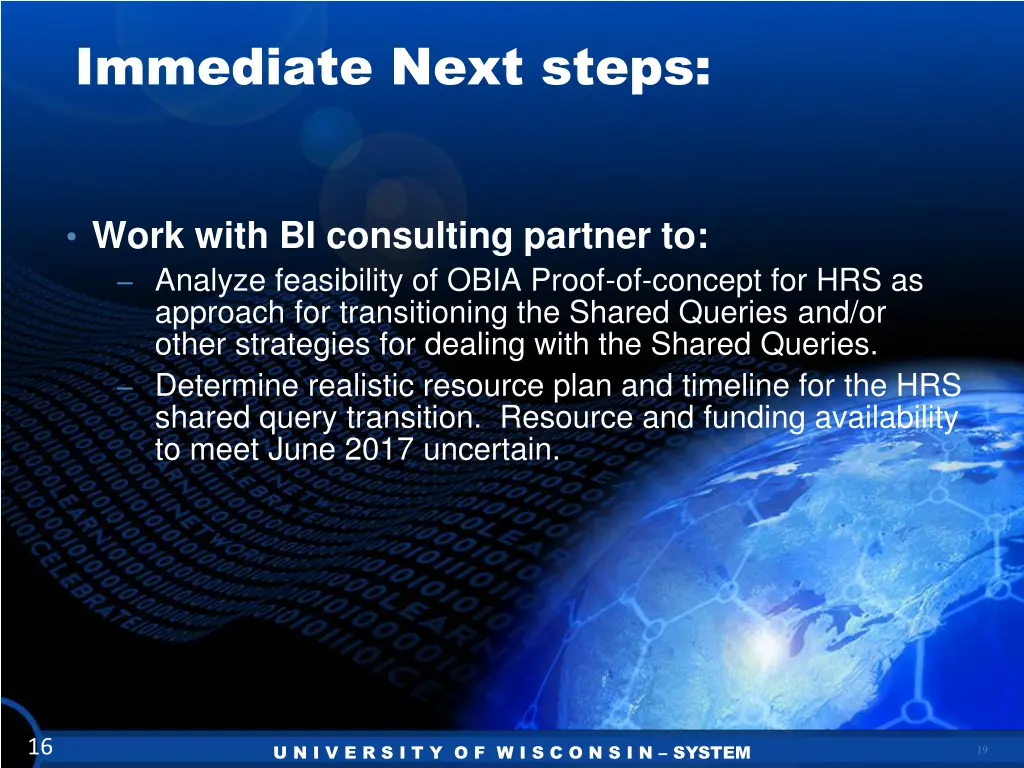 immediate next steps