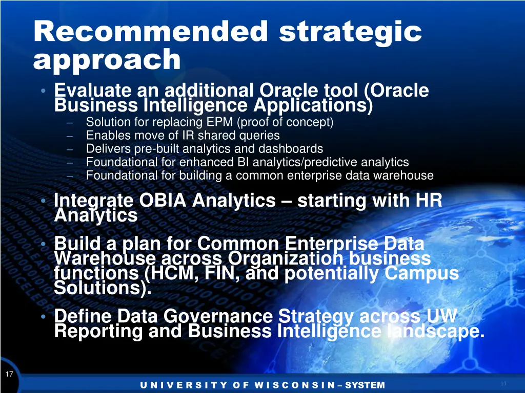recommended strategic approach evaluate
