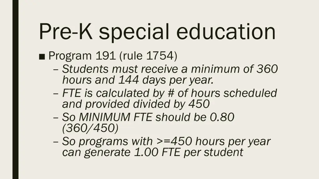 pre k special education program 191 rule 1754