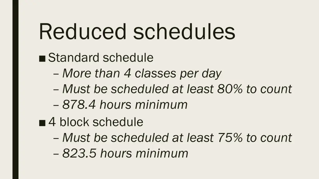 reduced schedules standard schedule more than