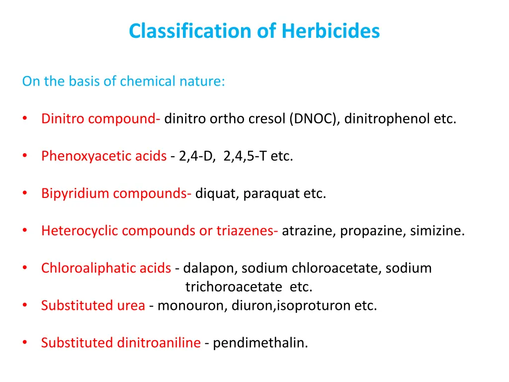 classification of herbicides