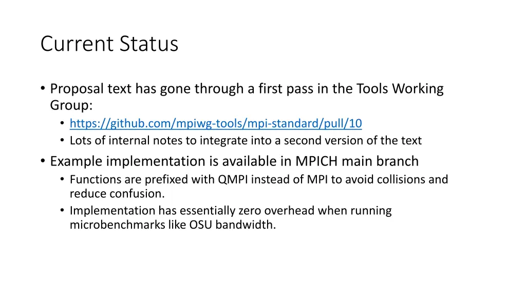 current status