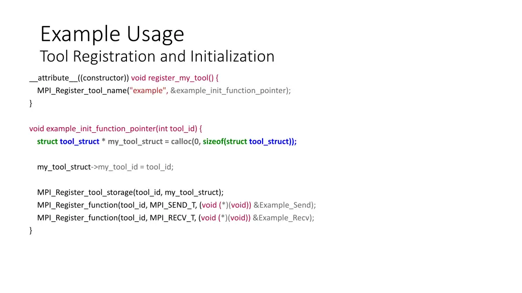 example usage tool registration and initialization