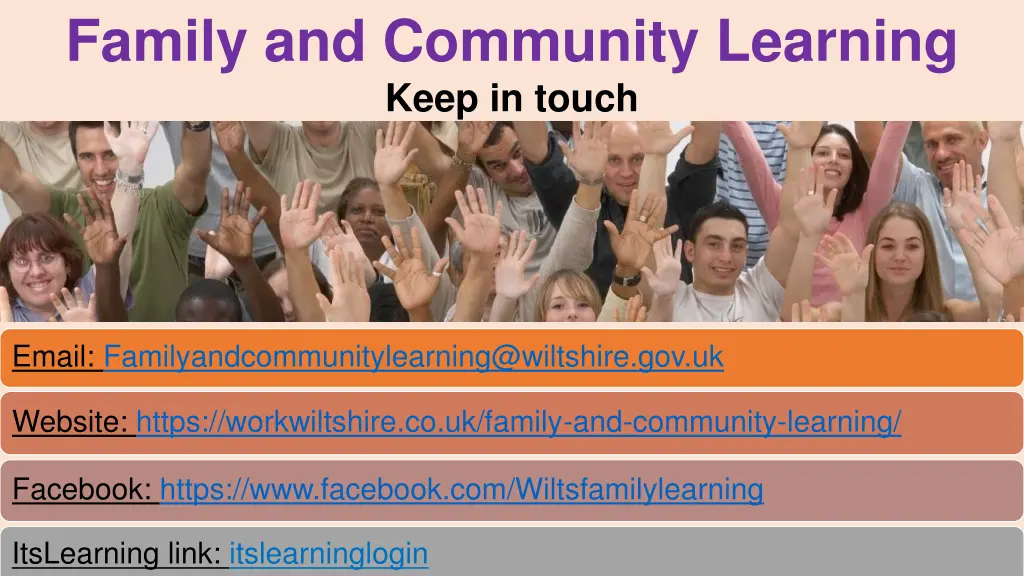 family and community learning keep in touch