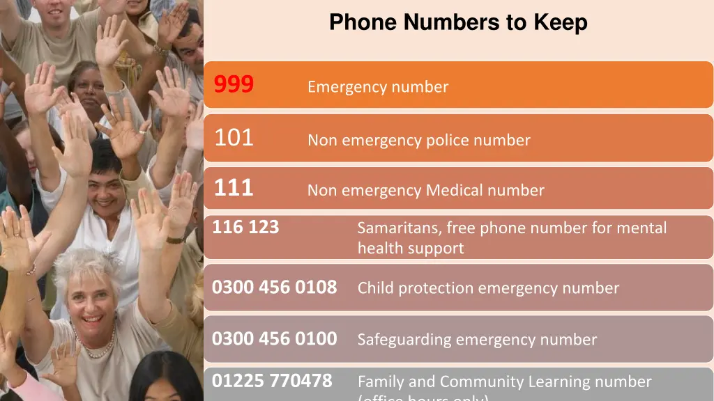 phone numbers to keep