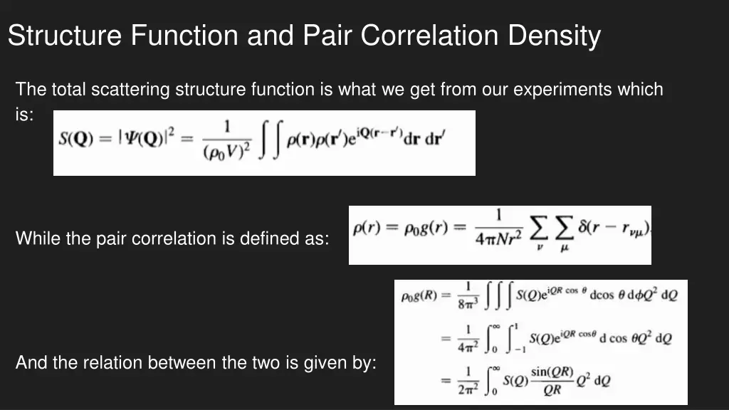 structure function and pair correlation density