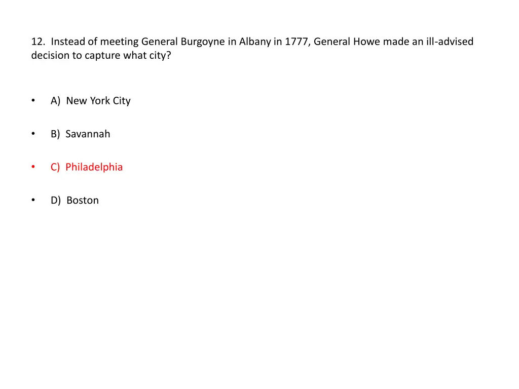 12 instead of meeting general burgoyne in albany
