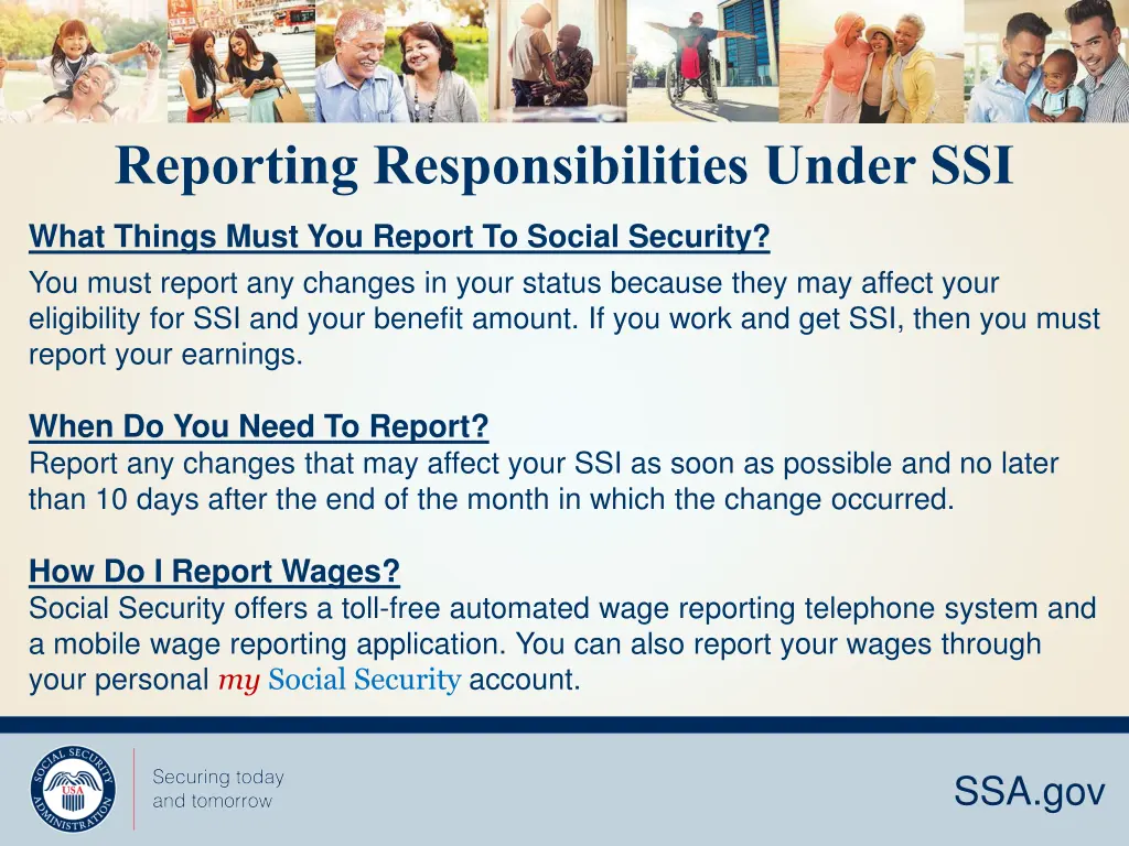 reporting responsibilities under ssi